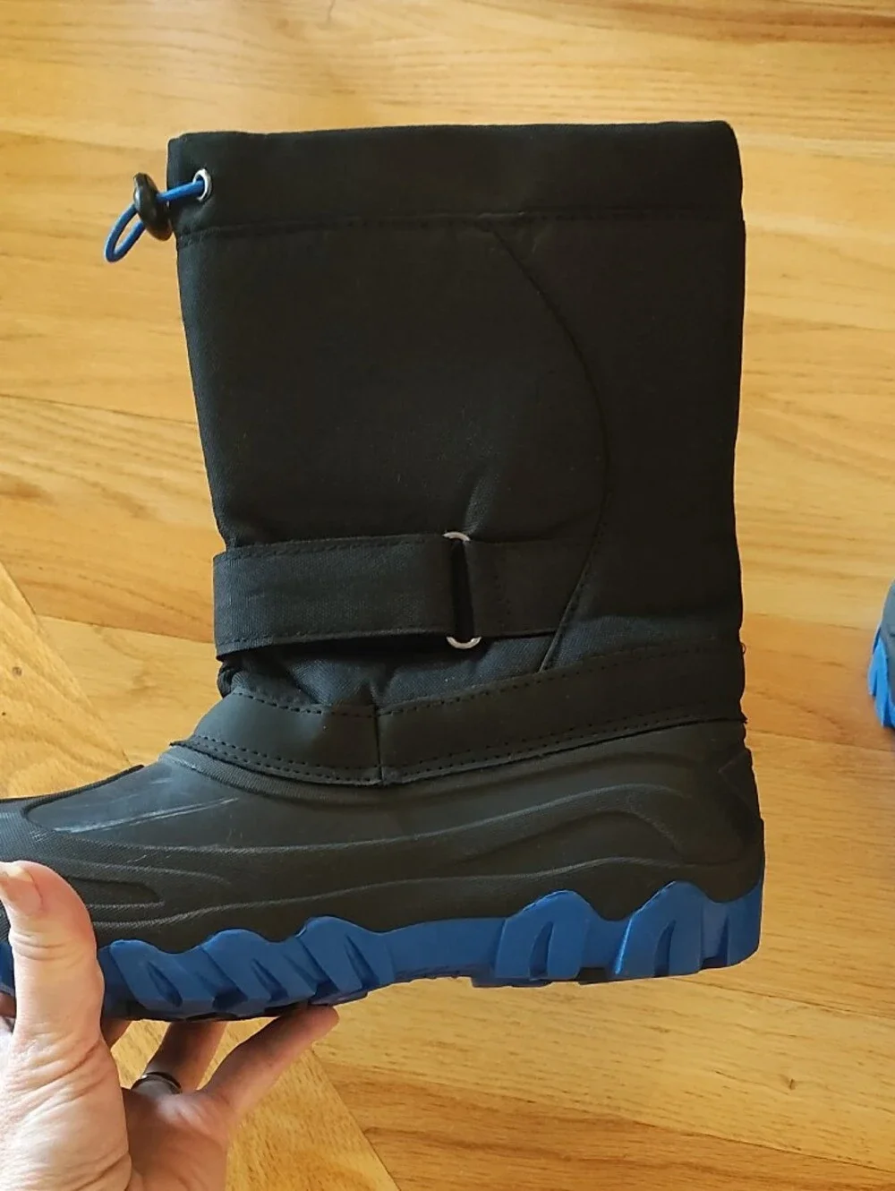 Kids Black and Blue Insulated Snow Boots